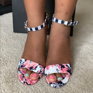 Multi colored block heels